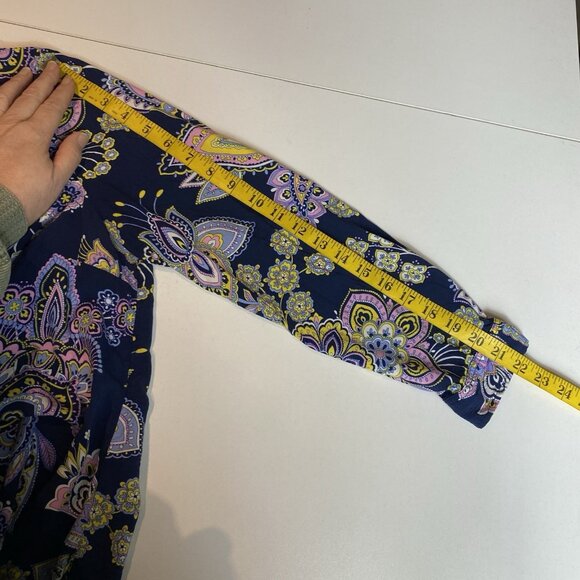 Talbots Womens Tunic Top Navy Blue Pink Paisley Button LS Classic Career Sz L - Picture 9 of 9